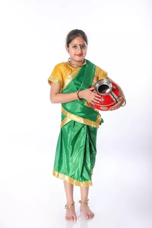 Indian Folk Saree Fancy Dress Costume For Girls
