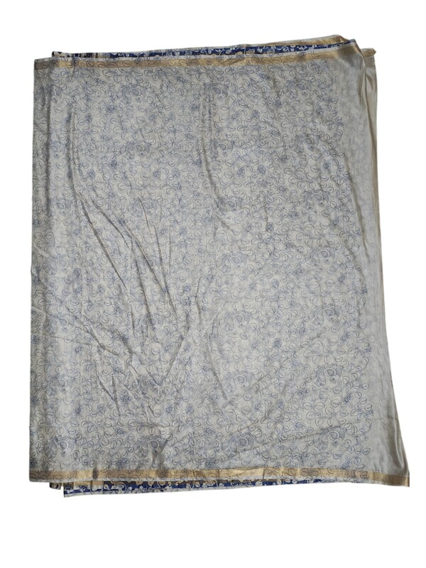 Indigo Kalamkari Cotton Silk Saree with Unstitched Blouse for Women