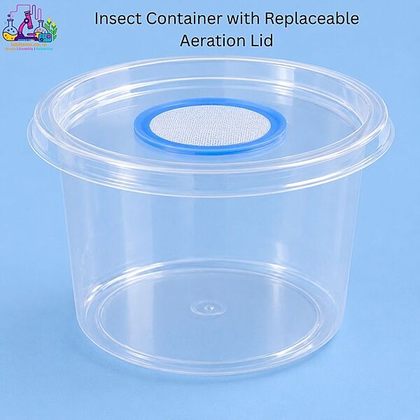 Clear Polystyrene Insect Container with Replaceable Aeration Lid – 700 ml Reusable Transparent Lab Box