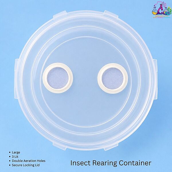 Insect Rearing Container Large 3lit with Double Aeration Holes and Secure Locking Lid