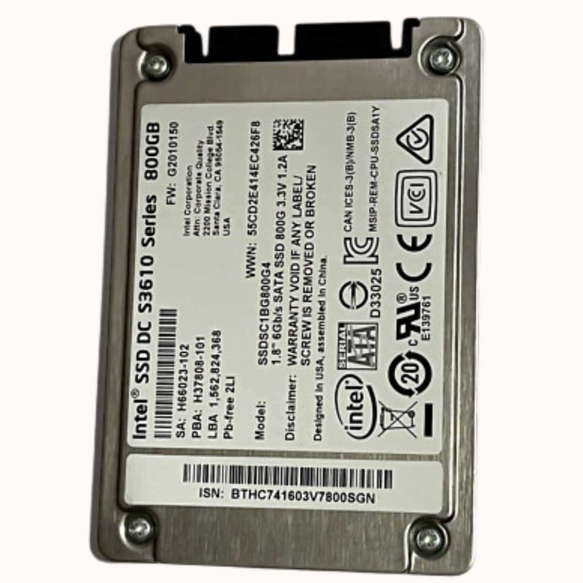 Intel DC S3610 Series 800GB MLC SATA 6Gbps - SSDSC1BG800G4