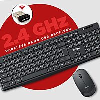 Intex 2.4GHz Wireless Keyboard & Mouse Combo – 104 Keys, 4-Button Mouse, 1600 DPI, 10m Range, Nano USB Receiver, Ergonomic & Spill-Resistant (Black) Intex 2.4GHz Wireless Keyboard & Mouse Combo – 104 Keys, 4-Button Mouse, 1600 DPI, 10m Range, Nano USB Receiver, Ergonomic & Spill-Resistant (Black)