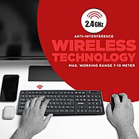 Intex 2.4GHz Wireless Keyboard & Mouse Combo – 104 Keys, 4-Button Mouse, 1600 DPI, 10m Range, Nano USB Receiver, Ergonomic & Spill-Resistant (Black) Intex 2.4GHz Wireless Keyboard & Mouse Combo – 104 Keys, 4-Button Mouse, 1600 DPI, 10m Range, Nano USB Receiver, Ergonomic & Spill-Resistant (Black)