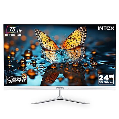 Intex 60.9 CM (24 Inch) Full HD Curved Backlight LED Monitor | VA Panel, 100Hz Refresh Rate with 1920x1080 Pixels | 5ms Reponse Time, Framless, Sleek Metal Stand with Built-in Speaker Intex 60.9 CM (24 Inch) Full HD Curved Backlight LED Monitor | VA Panel, 100Hz Refresh Rate with 1920x1080 Pixels | 5ms Reponse Time, Framless, Sleek Metal Stand with Built-in Speaker
