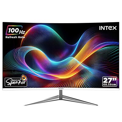 Intex 68.5 CM (27 Inch) Full HD Curved Backlight LED Monitor | VA Panel, 100Hz Refresh Rate with 1920x1080 Pixels | 5ms Reponse Time, Framless, Sleek Metal Stand with Built-in Speaker Intex 68.5 CM (27 Inch) Full HD Curved Backlight LED Monitor | VA Panel, 100Hz Refresh Rate with 1920x1080 Pixels | 5ms Reponse Time, Framless, Sleek Metal Stand with Built-in Speaker