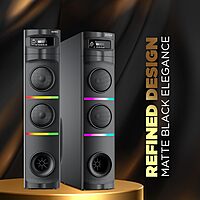 Intex 950-S Multimedia 95 W Bluetooth Tower Speaker | Wireless Karaoke Mic | Party Speaker & RGB Lights | LED Display & Bluetooth v5.1 | Fully Remote Control (Black)