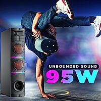 Intex 950-S Multimedia 95 W Bluetooth Tower Speaker | Wireless Karaoke Mic | Party Speaker & RGB Lights | LED Display & Bluetooth v5.1 | Fully Remote Control (Black)