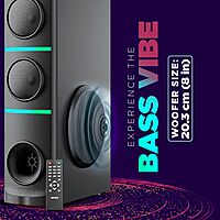 Intex 950-S Multimedia 95 W Bluetooth Tower Speaker | Wireless Karaoke Mic | Party Speaker & RGB Lights | LED Display & Bluetooth v5.1 | Fully Remote Control (Black)