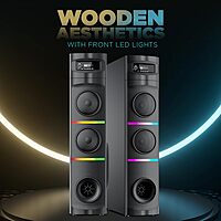 Intex 950-S Multimedia 95 W Bluetooth Tower Speaker | Wireless Karaoke Mic | Party Speaker & RGB Lights | LED Display & Bluetooth v5.1 | Fully Remote Control (Black)