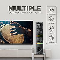 Intex 950-S Multimedia 95 W Bluetooth Tower Speaker | Wireless Karaoke Mic | Party Speaker & RGB Lights | LED Display & Bluetooth v5.1 | Fully Remote Control (Black)