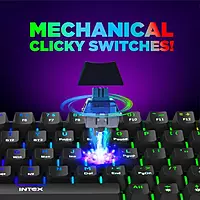 Intex Caliber Pro Keyboard RGB LED light Mechanical blue switch IT-WLKB011 Wireless Standard Gaming Keyboard Compatible with Desktop, Laptop, Mac Caliber Pro (Black) Intex Caliber Pro Keyboard RGB LED light Mechanical blue switch IT-WLKB011 Wireless Standard Gaming Keyboard Compatible with Desktop, Laptop, Mac Caliber Pro (Black)