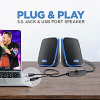 Intex IT-120 2.0 Channel Desktop Speaker with 10W Powerful Sound, USB Powered, 3.5mm Jack, in-Line Volume Control, Loud & Compact Design, Portable for Laptop, Computer, Mobile Intex IT-120 2.0 Channel Desktop Speaker with 10W Powerful Sound, USB Powered, 3.5mm Jack, in-Line Volume Control, Loud & Compact Design, Portable for Laptop, Computer, Mobile
