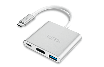 Intex Xtreme-100 3-in-1 USB Hub | 4K/30Hz HDMI Output, USB 3.0 Port, 87W PD Charging, Metallic Finish, Plug & Play, High-Speed Data Transfer Intex Xtreme-100 3-in-1 USB Hub | 4K/30Hz HDMI Output, USB 3.0 Port, 87W PD Charging, Metallic Finish, Plug & Play, High-Speed Data Transfer