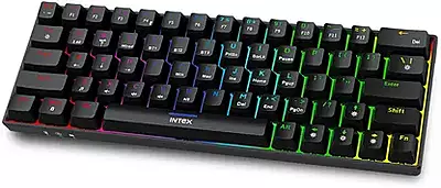 Intex Caliber Pro Keyboard RGB LED light Mechanical blue switch IT-WLKB011 Wireless Standard Gaming Keyboard Compatible with Desktop, Laptop, Mac Caliber Pro (Black)