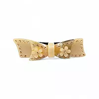 Elegant Ivory Bow Crystal Hair Barrette Clip