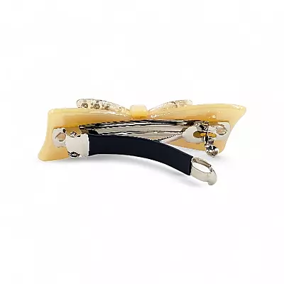 Elegant Ivory Bow Crystal Hair Barrette Clip