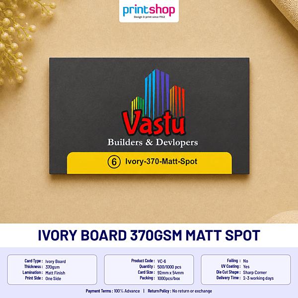 Ivory Board 370gsm Matt Spot