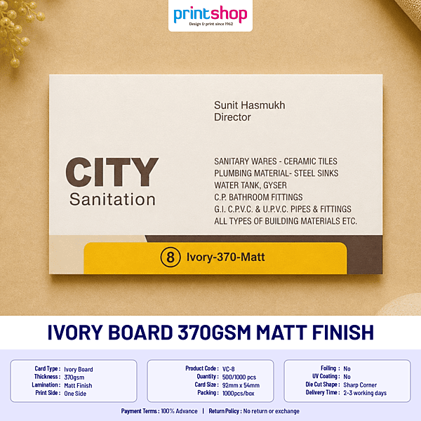 Ivory Board 370gsm Matt Finish