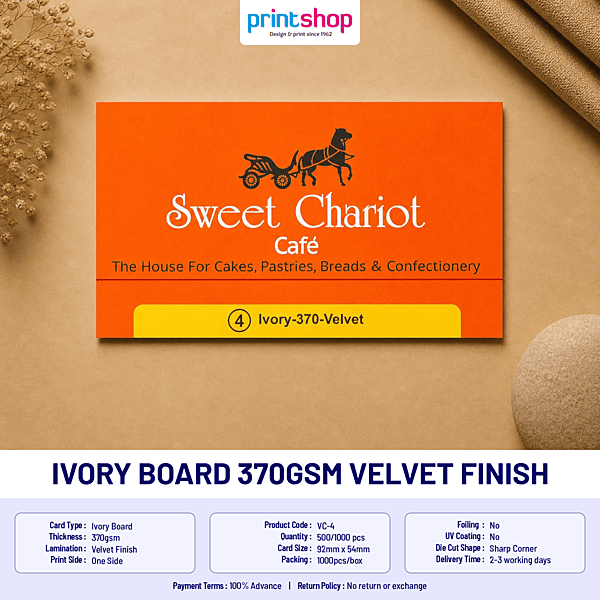 Ivory Board 370gsm Velvet Finish
