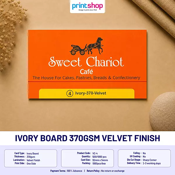 Ivory Board 370gsm Velvet Finish