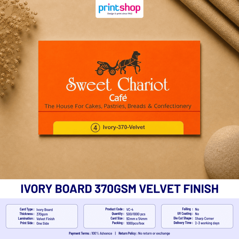 Ivory Board 370gsm Velvet Finish