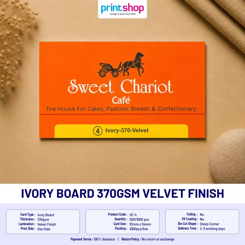 Ivory Board 370gsm Velvet Finish