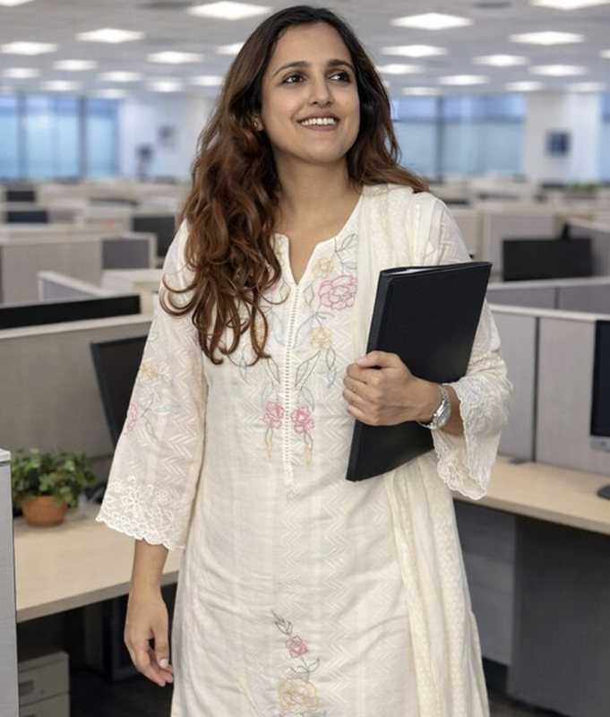 Ivory Threadwork kurta set