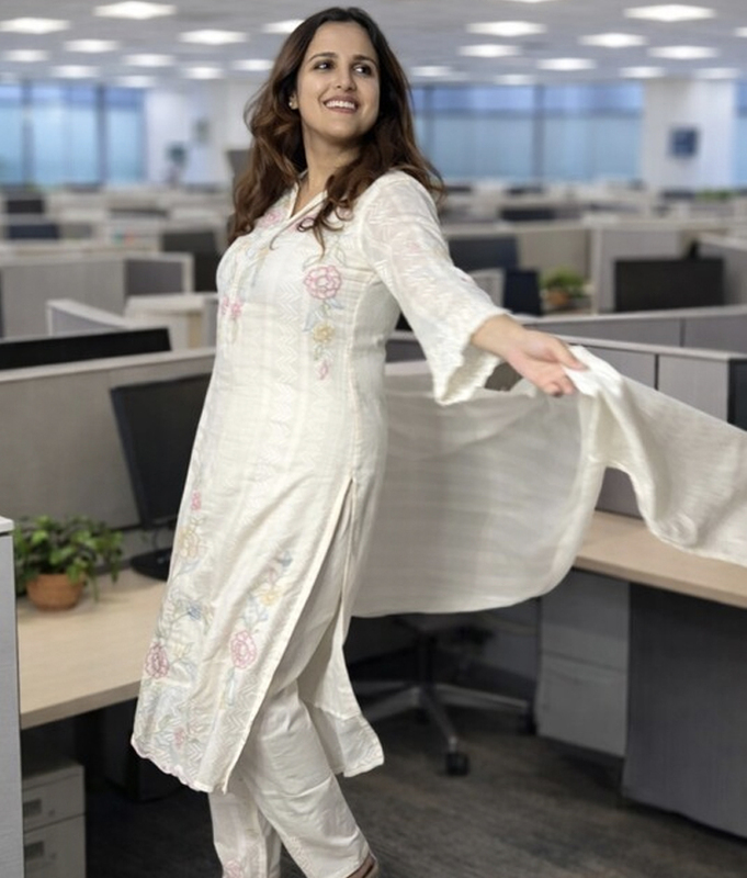 Ivory Threadwork kurta set