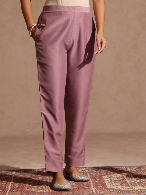 Women's Purple Silk Blend Embellished Zari Printed Straight Kurta Set