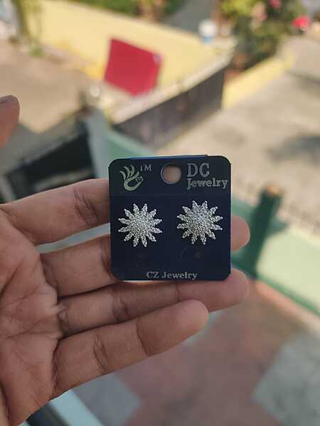 White Color Ad Stone Earring (JAD100)