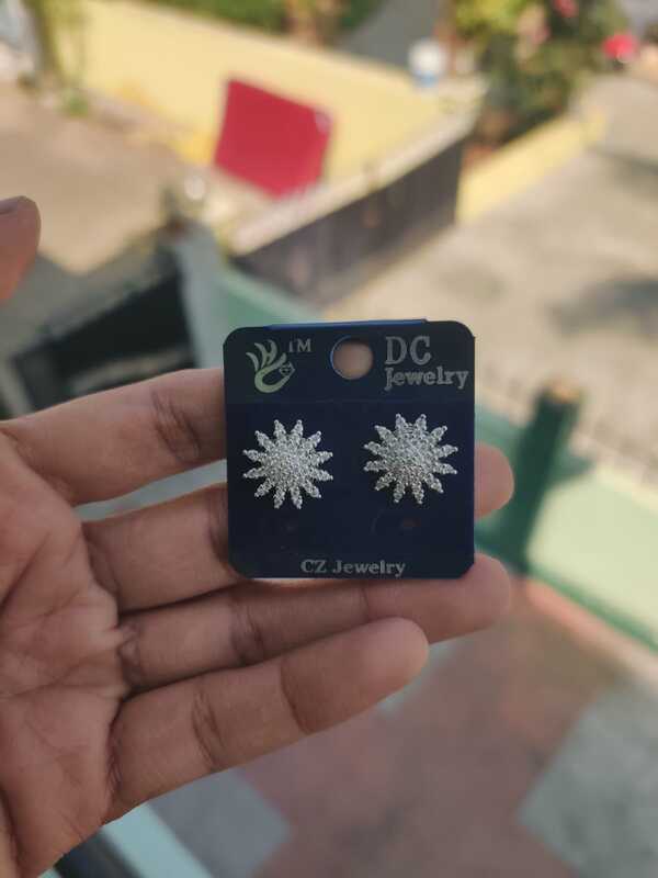 White Color Ad Stone Earring (JAD100)