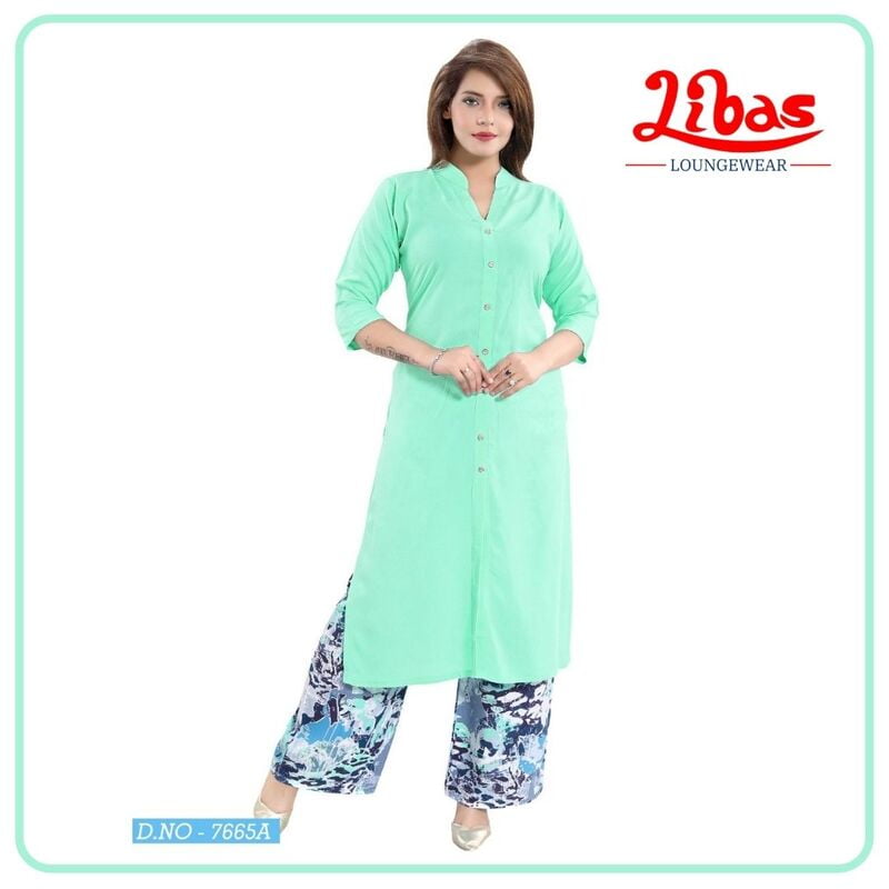 Magic Mint Premium Rayon Classic Palazzo Lounge Sets From Libas Loungewear - PZ017 Magic Mint Premium Rayon Classic Palazzo Lounge Sets From Libas Loungewear - PZ017