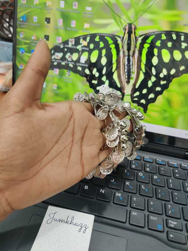 Casual Oxidised Coin Model Bangle Set of 2 (JBAN05)