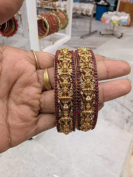 Matte Multicolor Stone Bangles Set of 2 (JBAN17)