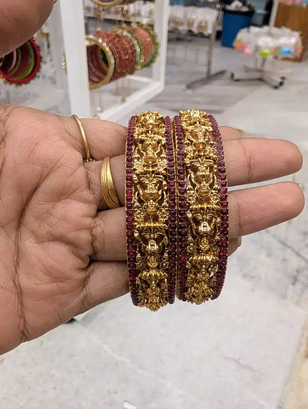 Matte Multicolor Stone Bangles Set of 2 (JBAN17)