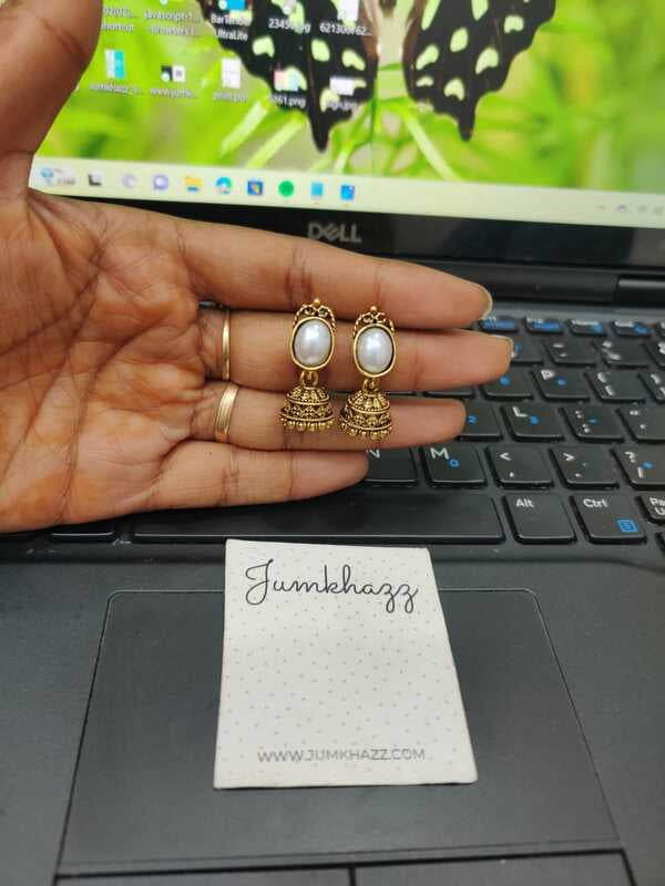 White Pearl Antique Small Jumkha (JBF258)