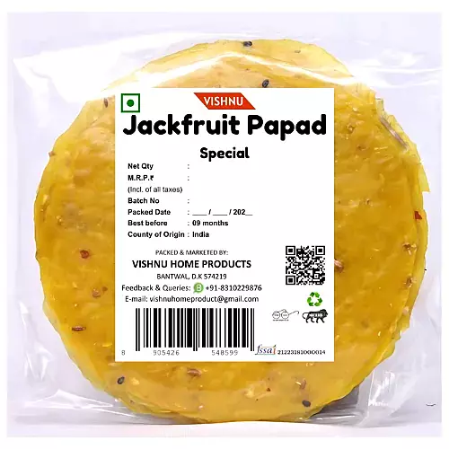 Ready-to-Cook Jackfruit Papad 200g - Healthy, Authentic, and Delicious Snack Option-Pack of 05