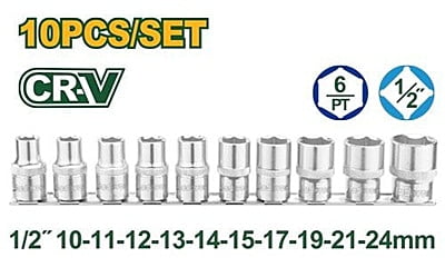 JADEVER 10 Pcs 1/2" socket set JDST2410