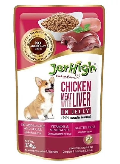 Jerhigh Chicket Meat with Liver in Jelly Dog Wet Food