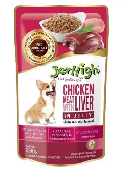 Jerhigh Chicket Meat with Liver in Jelly Dog Wet Food