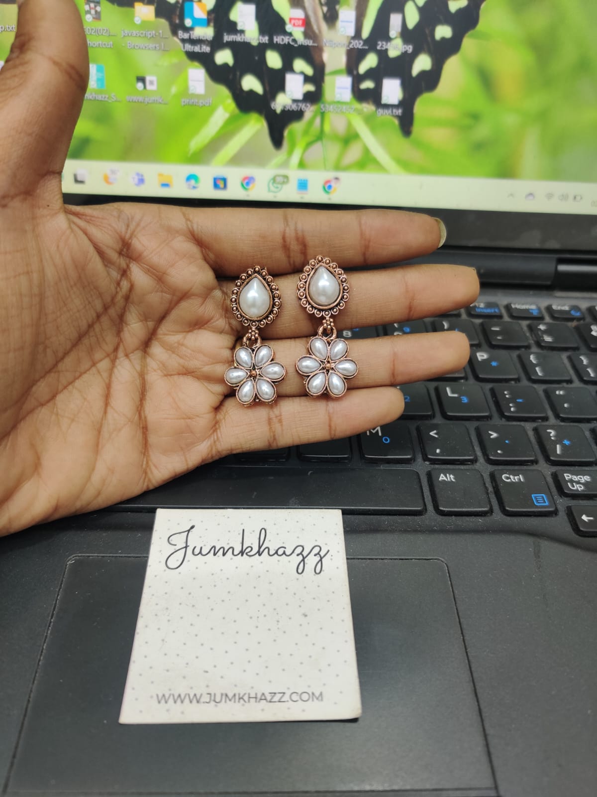 Copper Pearl Earring (JFF28)