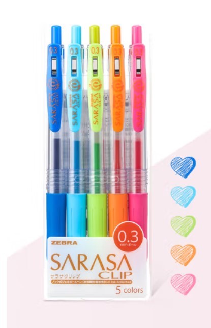 Zebra Sarasa Clip 0.3 5 Color Pen Set