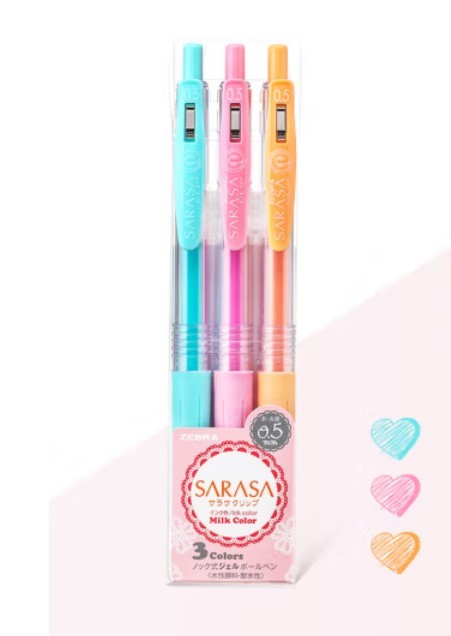 Zebra Sarasa Clip Milk Color 3 Color Pen Set