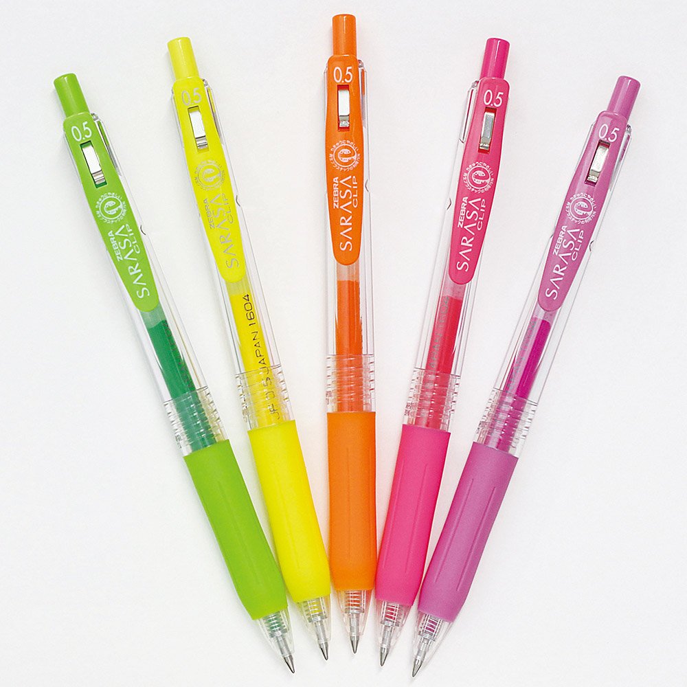 Zebra Sarasa Clip 0.5 Neon Color 5 Color Set