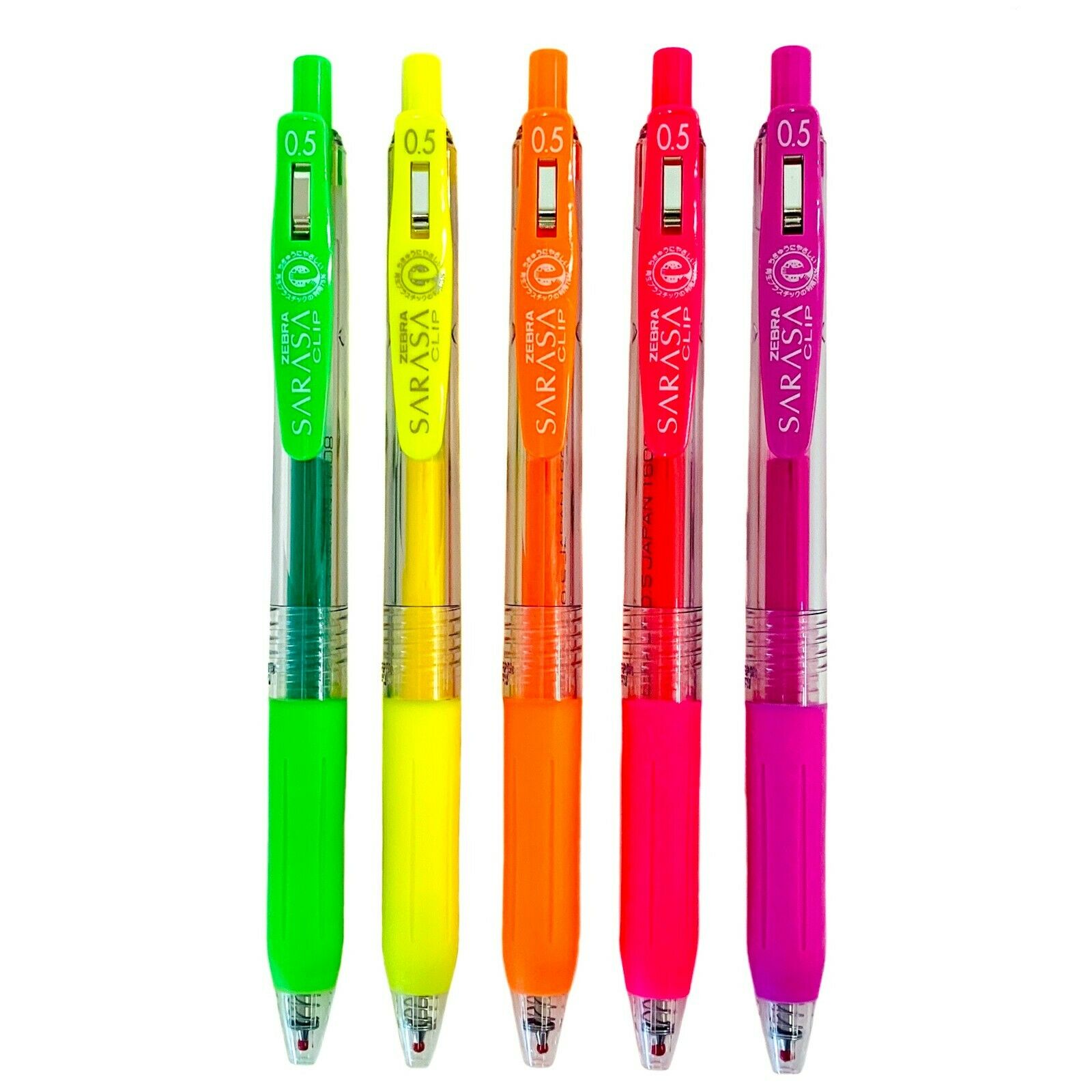 Zebra Sarasa Clip 0.5 Neon Color 5 Color Set