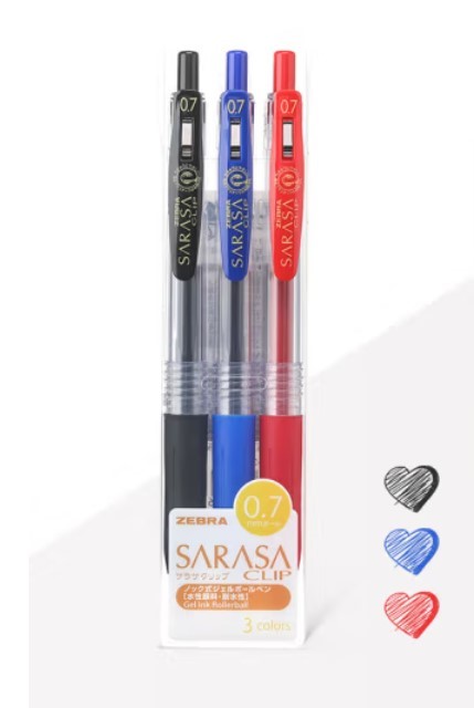 Zebra Sarasa Clip 0.7 3 Color Pen Set