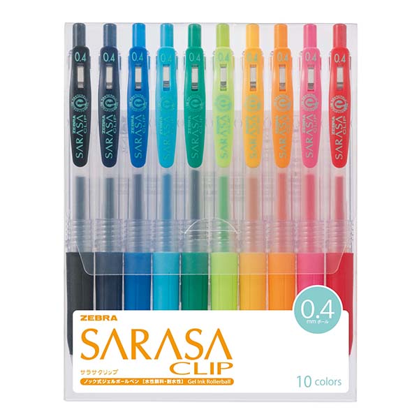 Zebra Sarasa Clip 0.4 10 Color Pen Set