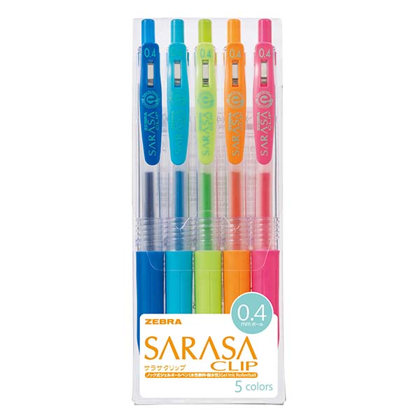 Zebra Sarasa Clip 0.4 5 Color Pen Set