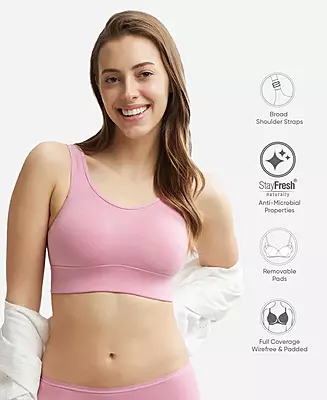 JOCKEY Lyocell Elastane Stretch Full Coverage Lounge Bra with Stay Fresh Properties and Removable Pads JW12