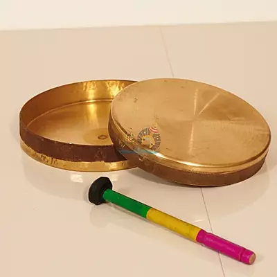 Udupi Brass Jagate with Stick โ Traditional Temple Sound Instrument for Pooja & Aarti